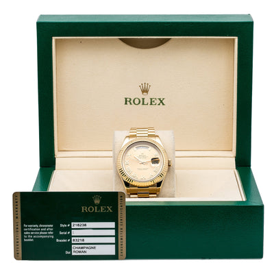 Rolex Day-Date II 218238 41MM Champagne Dial With Yellow Gold President Bracelet