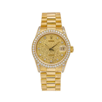 Rolex Datejust Diamond Watch, 68278 31mm, Champagne Diamond Dial With Yellow Gold Bracelet