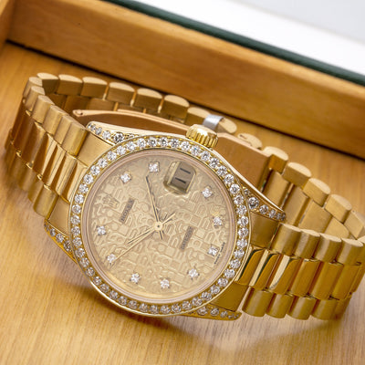 Rolex Datejust Diamond Watch, 68278 31mm, Champagne Diamond Dial With Yellow Gold Bracelet