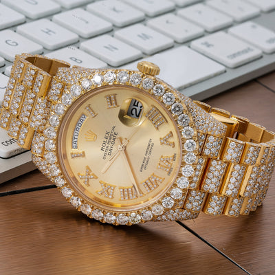 Rolex Day-Date Diamond Watch, 228238 40mm, Champagne Diamond Dial With Yellow Gold Bracelet