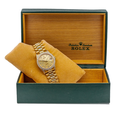 Rolex Datejust Diamond Watch, 68278 31mm, Champagne Diamond Dial With Yellow Gold Bracelet