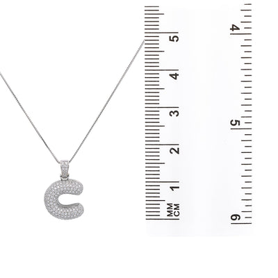 14k White Gold Pendant letter C shaped with 2.35 Ct Diamonds: