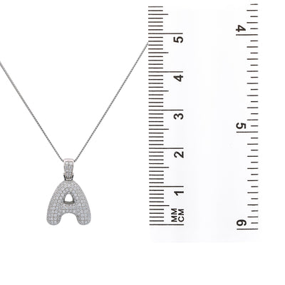 14k White Gold Pendant letter A shaped with 2.45 Ct Diamonds