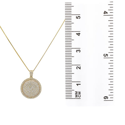 Men's 14K Yellow Gold Circle Pendant with 3.28 CT Diamonds