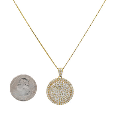 Men's 14K Yellow Gold Circle Pendant with 3.28 CT Diamonds