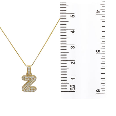 Unisex 14K Yellow Gold Z initial Pendant with 3.45 CT Diamonds