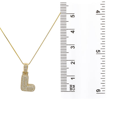 Unisex 14K Yellow Gold L initial Pendant with 2.77 CT Diamonds