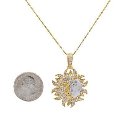 Unisex 14K White and Yellow Gold Pendant with 1.41 CT Diamonds