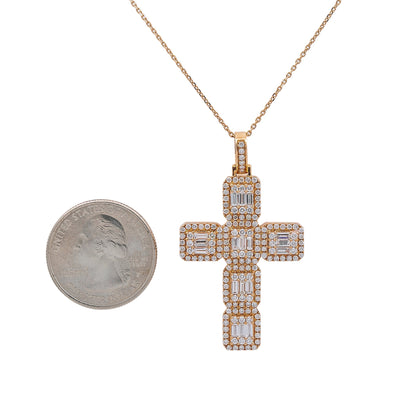 Unisex 14K Yellow Gold Cross Women's Pendant with 1.56CT Diamonds