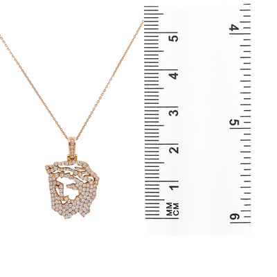 Unisex 14K Rose Gold Christ Head Pendant with 1.72 CT Diamonds