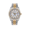 Rolex Datejust Diamond Watch, 116233 36mm, White Diamond Dial With Two Tone Bracelet