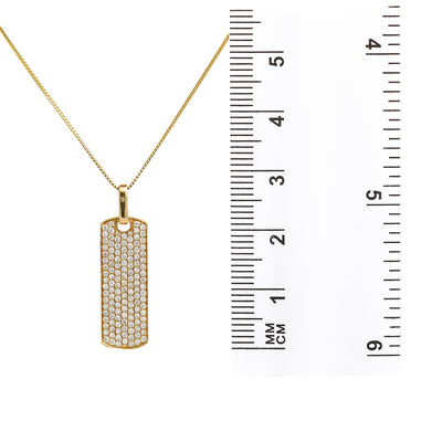 Unisex 14K Yellow Gold Rectangle Pendant with 1.70 CT Diamonds