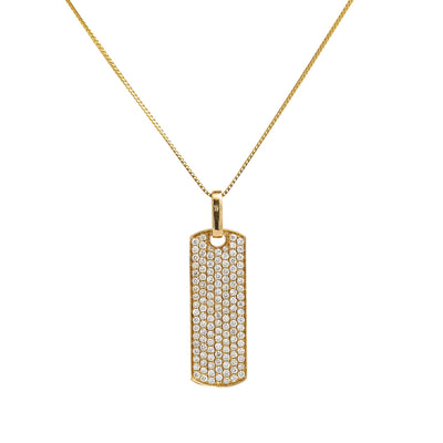 Unisex 14K Yellow Gold Rectangle Pendant with 1.70 CT Diamonds