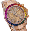 Rolex Daytona Diamond Watch, 116505 40mm, Rainbow Bezel Rose Gold Diamond Dial With Rose Gold Oyster Bracelet