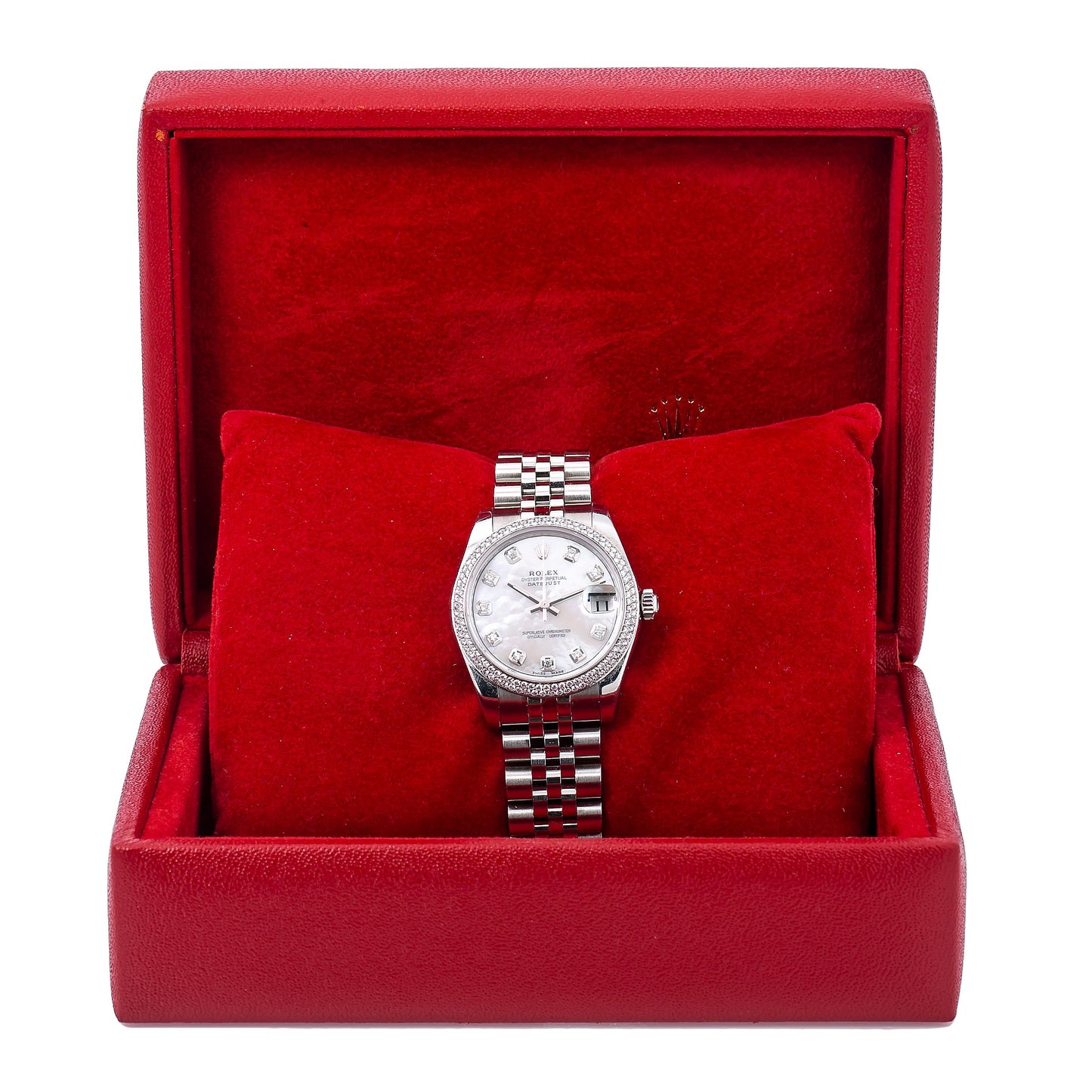 Rolex Lady-Datejust Diamond Watch, 178240 31mm, Silver Diamond Dial With Stainless Steel Bracelet