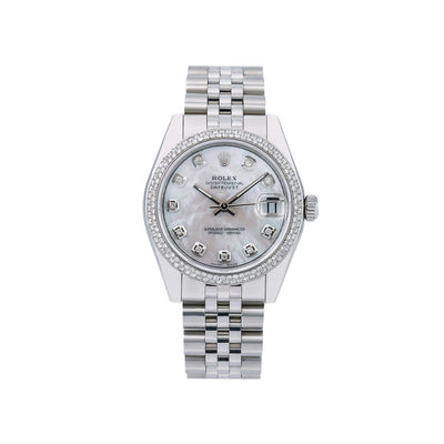 Rolex Lady-Datejust Diamond Watch, 178240 31mm, Silver Diamond Dial With Stainless Steel Bracelet