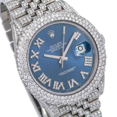 Rolex Datejust Diamond Watch, 126300 41mm, Blue Diamond Dial With Stainless Steel Jubilee Bracelet