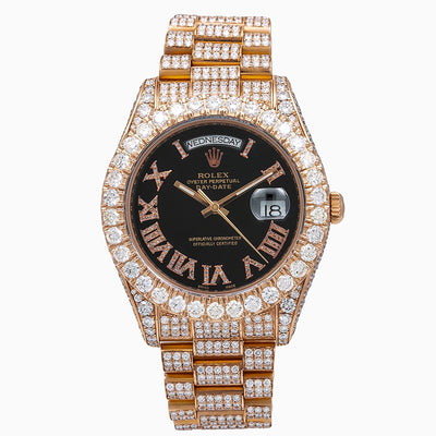 Rolex Day Date II Diamond Watch, 218238 41mm, Black Dial With 25.75 CT Diamonds