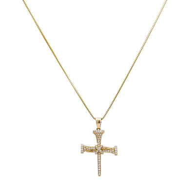 Unisex 14k Yellow Gold Cross with 0.35 Ct Diamonds