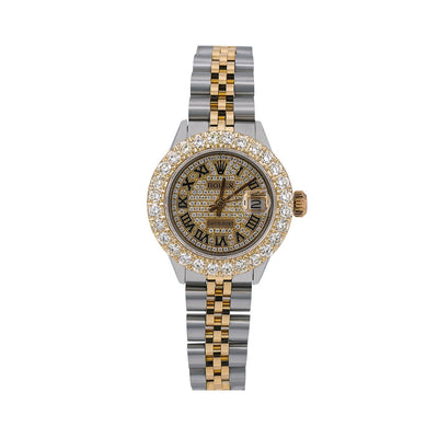 Rolex Lady-Datejust Diamond Watch, 6917 26mm, Champagne Diamond Dial With Two Tone Bracelet