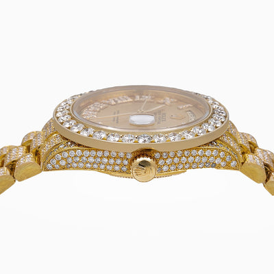 Rolex Day-Date Diamond Watch, 18038 36mm, Champagne Dial With 18.83 CT Diamonds