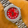 Rolex Lady-Datejust Diamond Watch, 69174 26mm, Red Diamond Dial With Stainless Steel Jubilee Bracelet