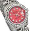 Rolex Lady-Datejust Diamond Watch, 69174 26mm, Red Diamond Dial With Stainless Steel Jubilee Bracelet