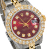 Rolex Lady-Datejust Diamond Watch, 6917 26mm, Red Diamond Dial With Two Tone Bracelet