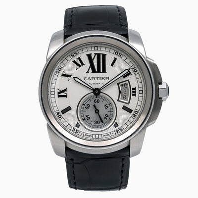 Cartier Calibre de Cartier W7100037 42MM Silver Dial With Leather Bracelet