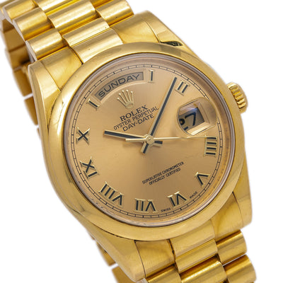 Rolex Day-Date 118208 36MM Champagne Dial With 18K Yellow Gold President Bracelet