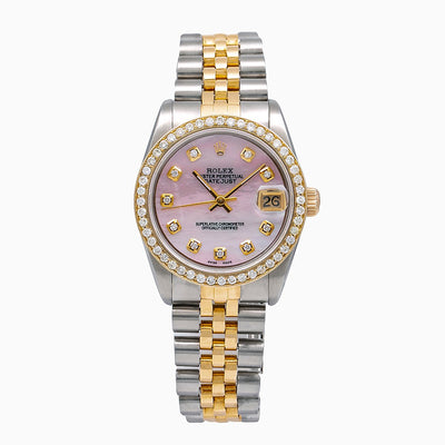 Rolex Datejust Diamond Watch, 68273 31mm, Pink Diamond Dial With 1.05 CT Diamonds