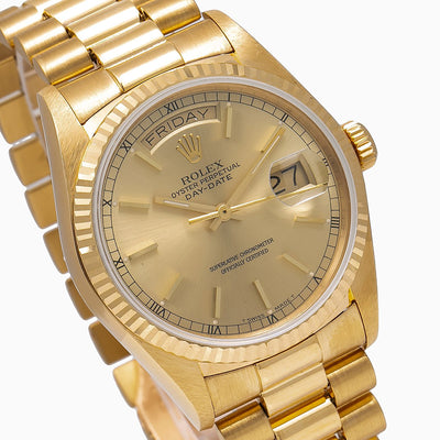 Rolex Day-Date 18038 36MM Champagne Dial With President Yellow Gold Bracelet