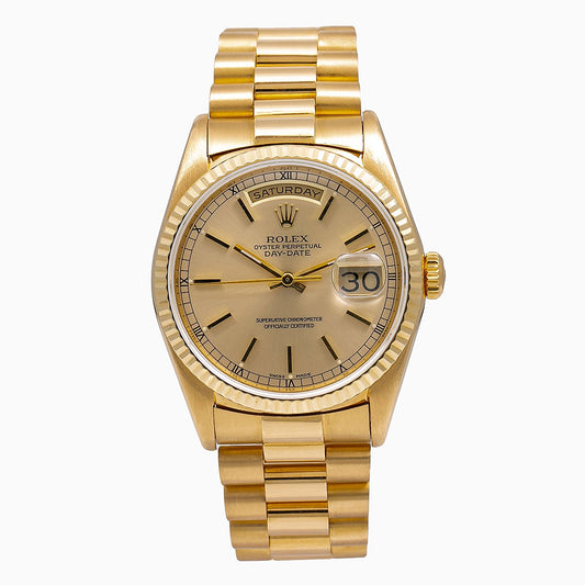 Rolex Day-Date 18233 36MM Champagne Dial With President Yellow Gold Bracelet