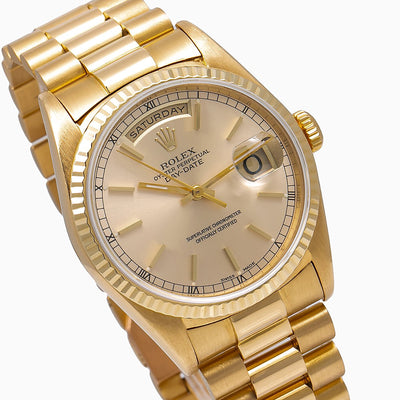 Rolex Day-Date 18233 36MM Champagne Dial With President Yellow Gold Bracelet