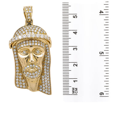 14K Yellow Gold Jesus Figure Unisex Pendant with diamonds