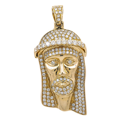 14K Yellow Gold Jesus Figure Unisex Pendant with diamonds