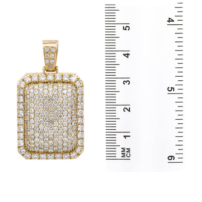 Unisex Rectangular 14K Yellow Gold Pendant with 6.90 CT Diamonds