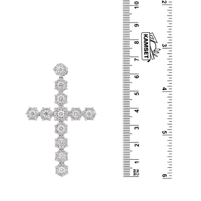 Unisex 14K White Gold Cross Pendant with 5.15 CT Diamonds