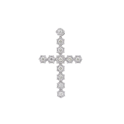 Unisex 14K White Gold Cross Pendant with 5.15 CT Diamonds