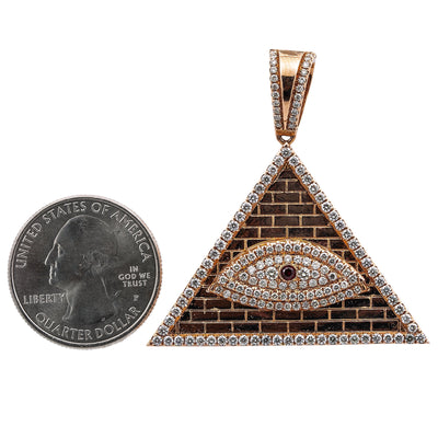 Unisex 14K Yellow Gold Eye of Providence Pendant with 1.92 CT Diamonds