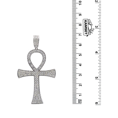 Unisex 14K White Gold Ankh Pendant with 0.40 CT Diamonds