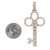 Unisex 14K Rose Gold Key Pendant with 4.40 CT Diamonds