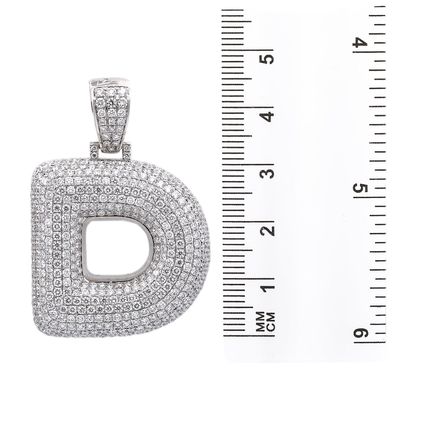Unisex 14K White Gold Initial D Pendant with 7.99 CT Diamonds