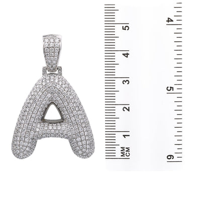 Unisex 14K White Gold Initial A Pendant with 6.99 CT Diamonds