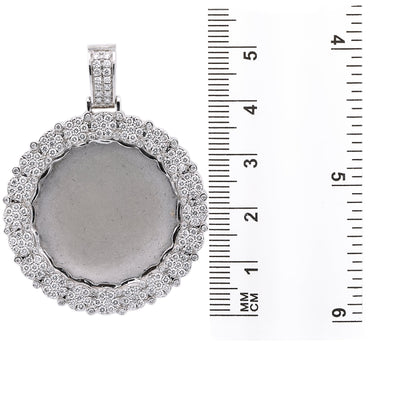 Unisex 14K White Gold Blank Bezel Pendant with 2.23 CT Diamonds