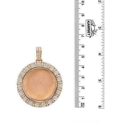 Unisex 14K Rose Gold Blank Bezel Pendant with 2.40 CT Diamonds