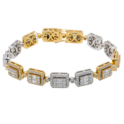 14K Two Tone Men's Bracelet With 6.26 CT Diamonds