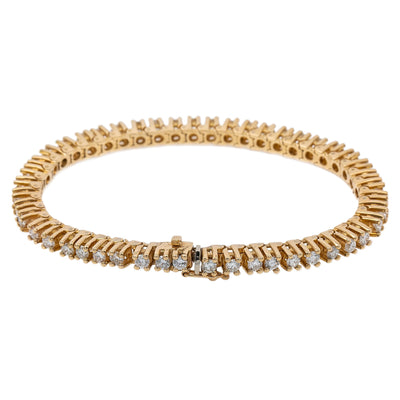 14K YELLOW GOLD WOMEN'S BRACELET WITH 6.50 CT DIAMONDS