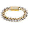 14K Two Tone Prong Set Cuban Link Bracelet With 11.50 CT Diamonds