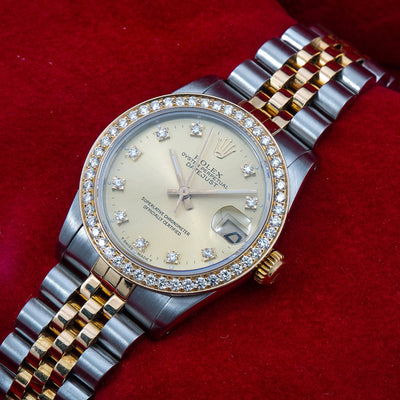 Rolex Lady-Datejust Diamond Watch, 68273 31mm, Champagne Diamond Dial With 1.05 CT Diamonds